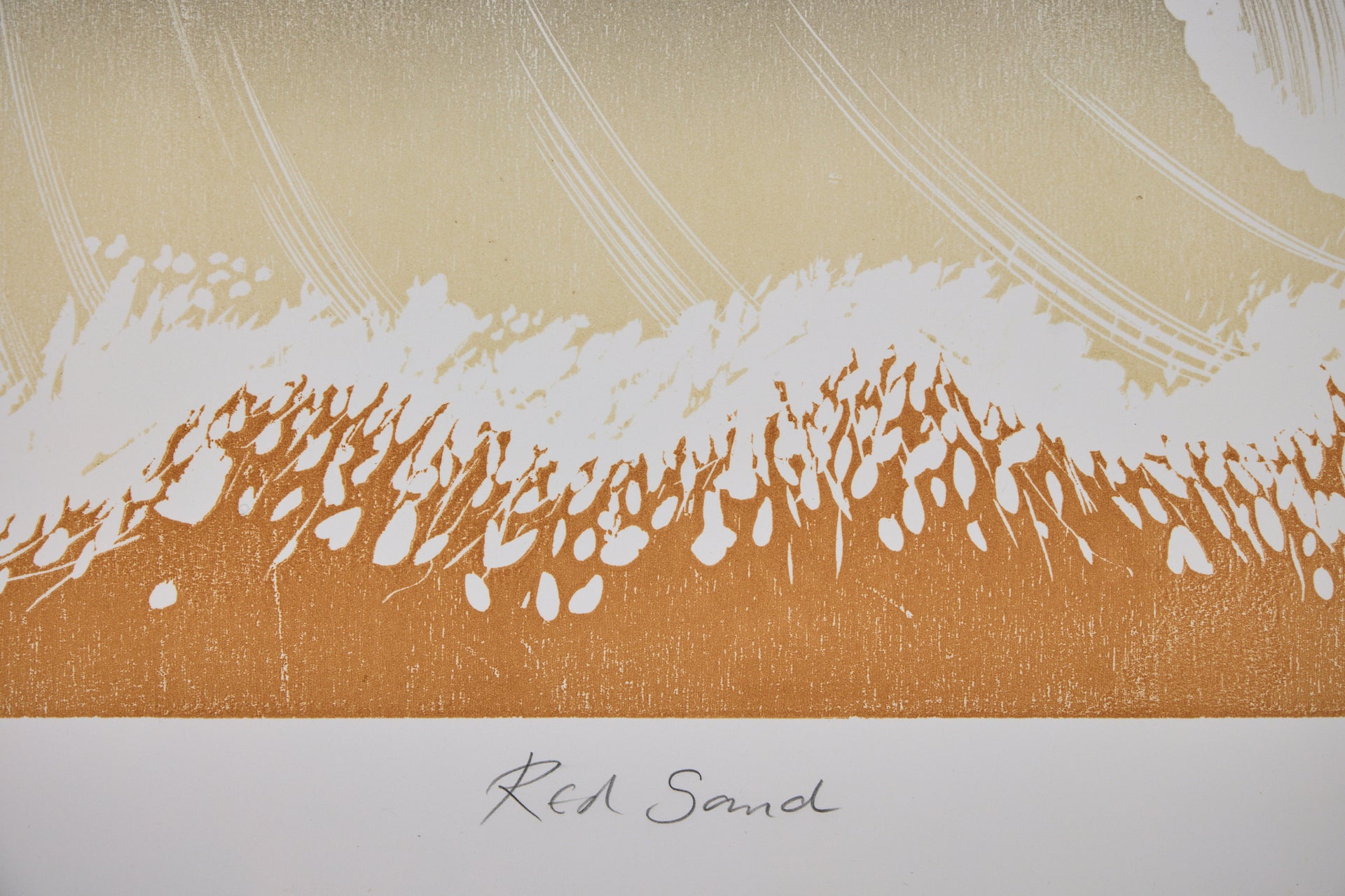 Handschriftlicher Titel Red Sand im unteren Druckrand