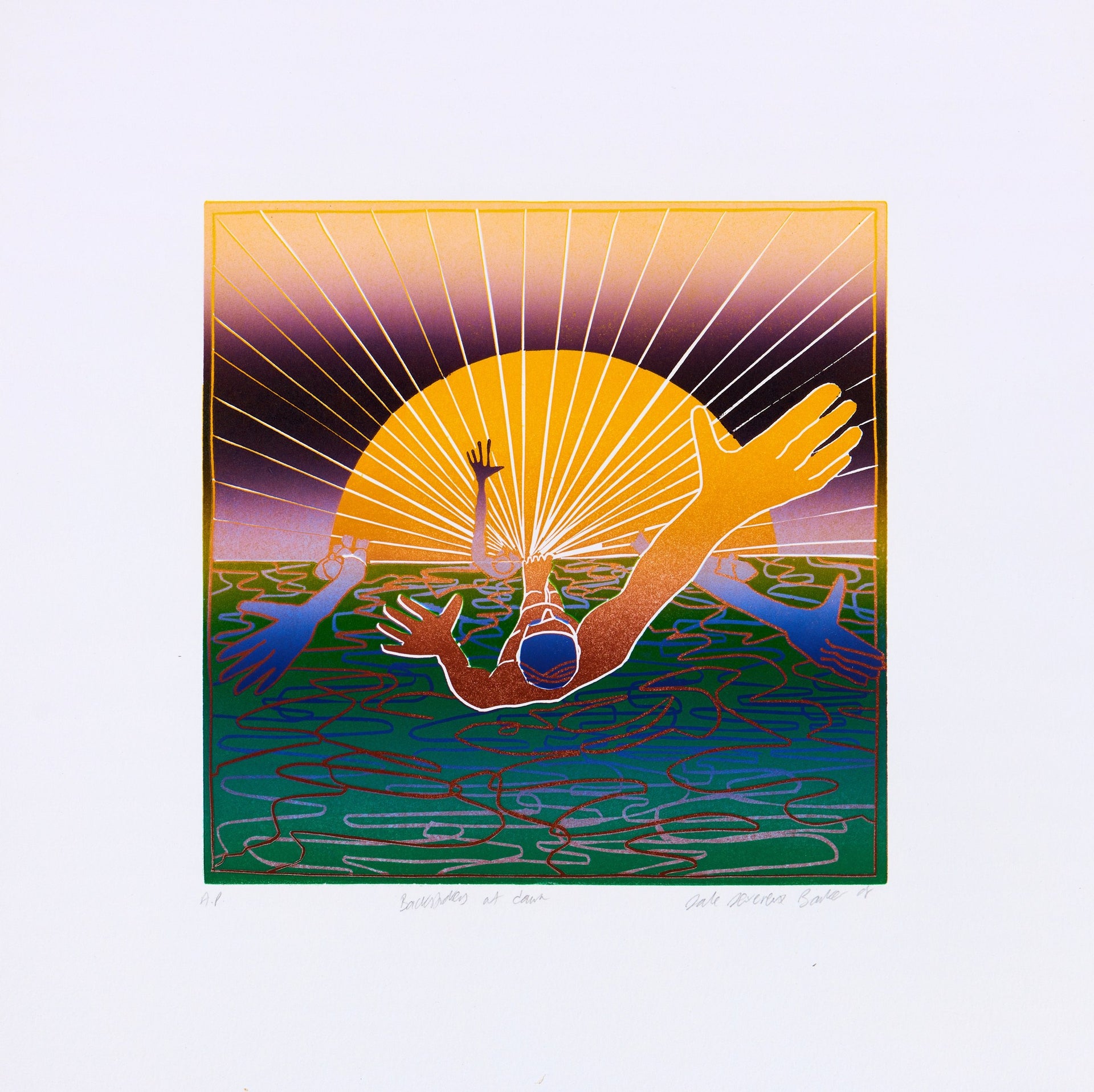 Dale Devereux Barker – Backstrokers at Dawn (signiertes Blatt)