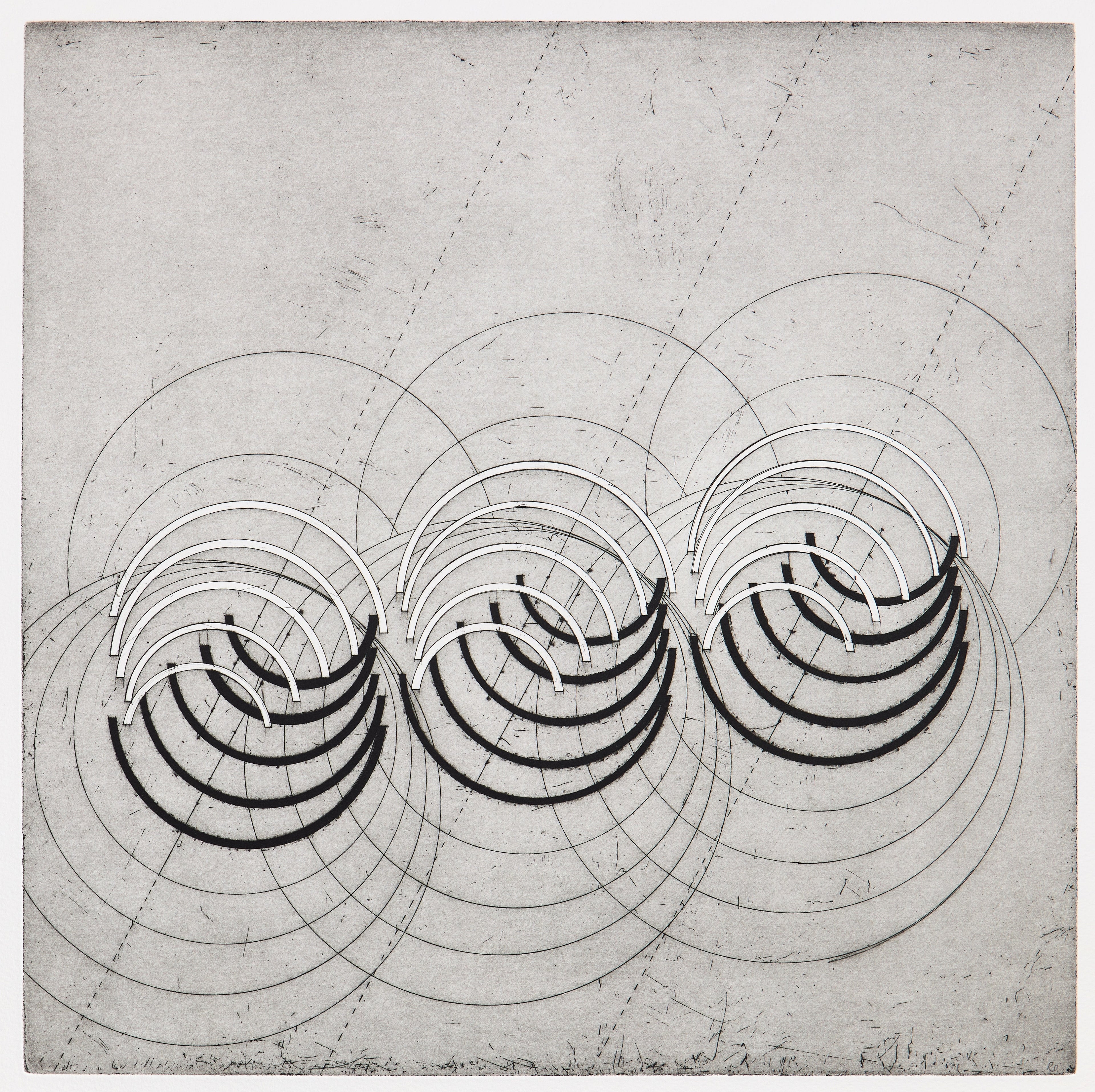 Radierung mit Aquatinta "The Gorbals through Laurieston (G)" von Rachel Duckhouse, 2023