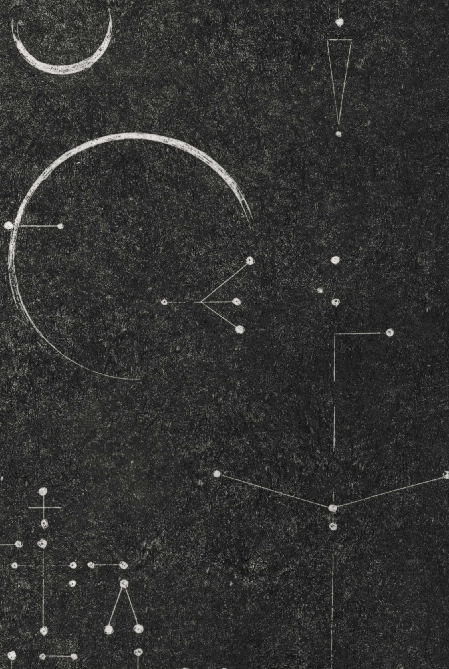 Detail: Detailansicht Mondsichelformen, Kreis und Punktverbindungen mit Linien. Intaglio "B_o3" von Inga Eičaitė.