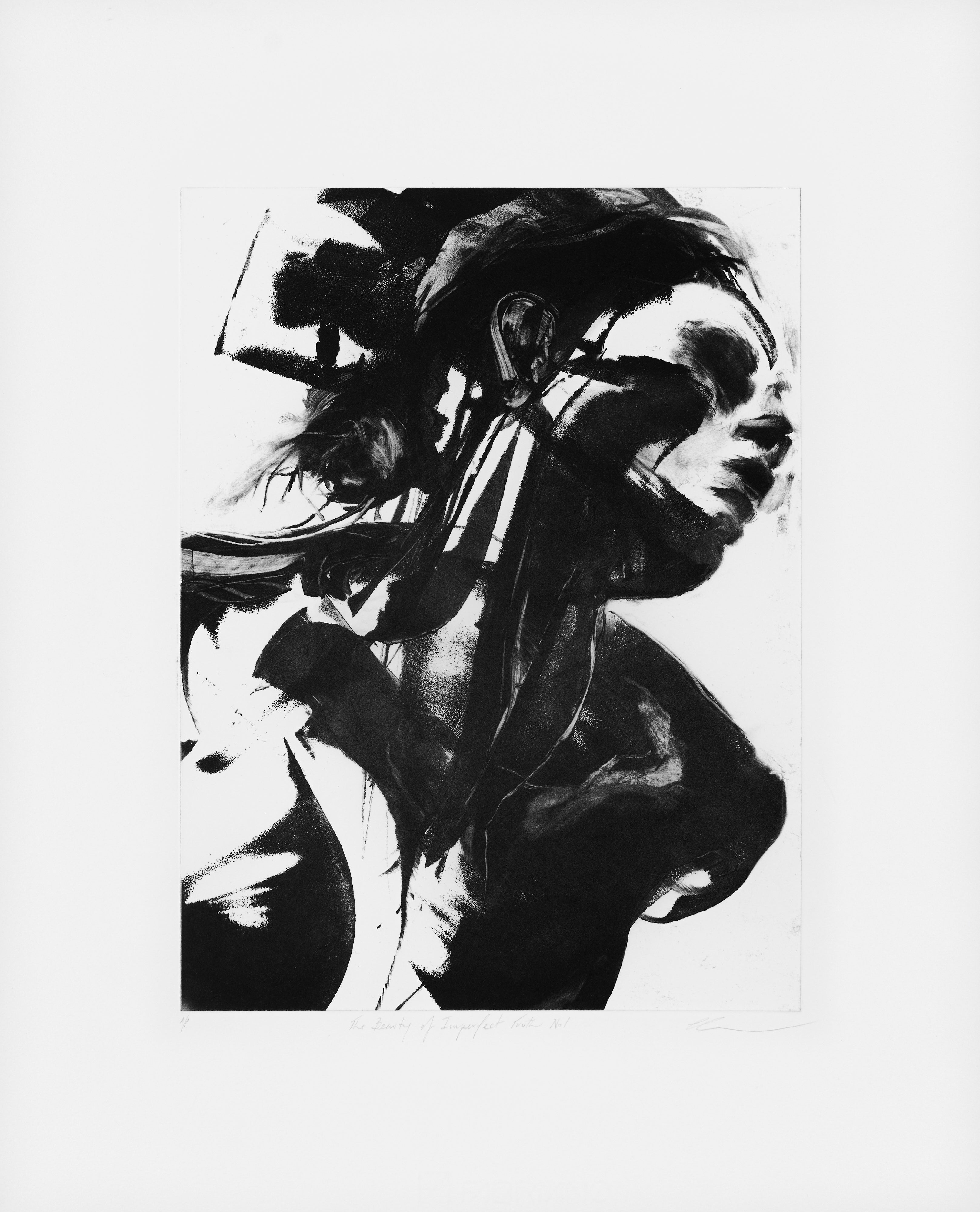 The Beauty of Imperfect Truth No1 mit Papierrand, Photopolymer-Tiefdruck von Clare Grossman