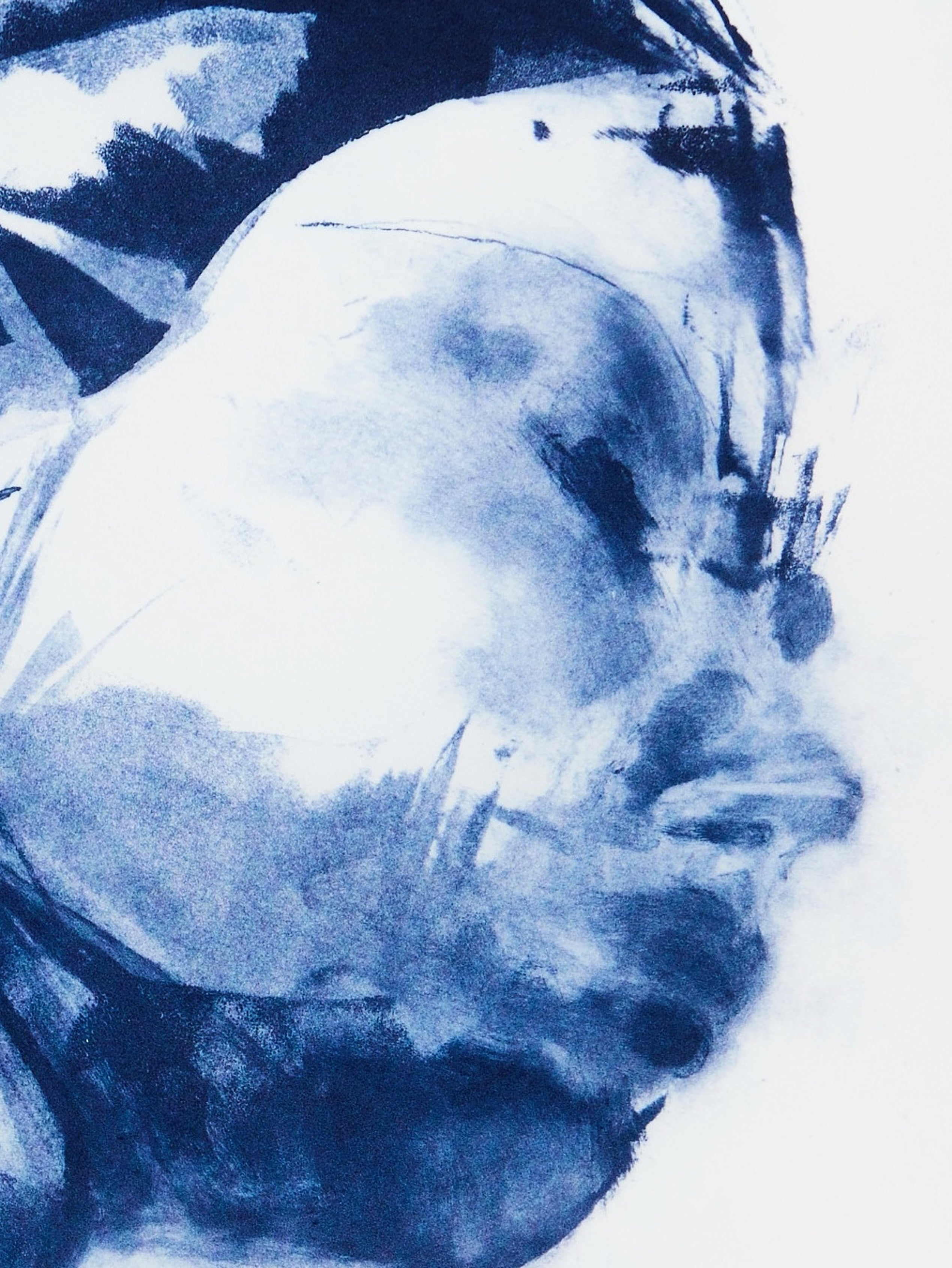 Detailausschnitt: The Beauty of Imperfect Truth, Variation in Blue, Photopolymer-Tiefdruck von Clare Grossman