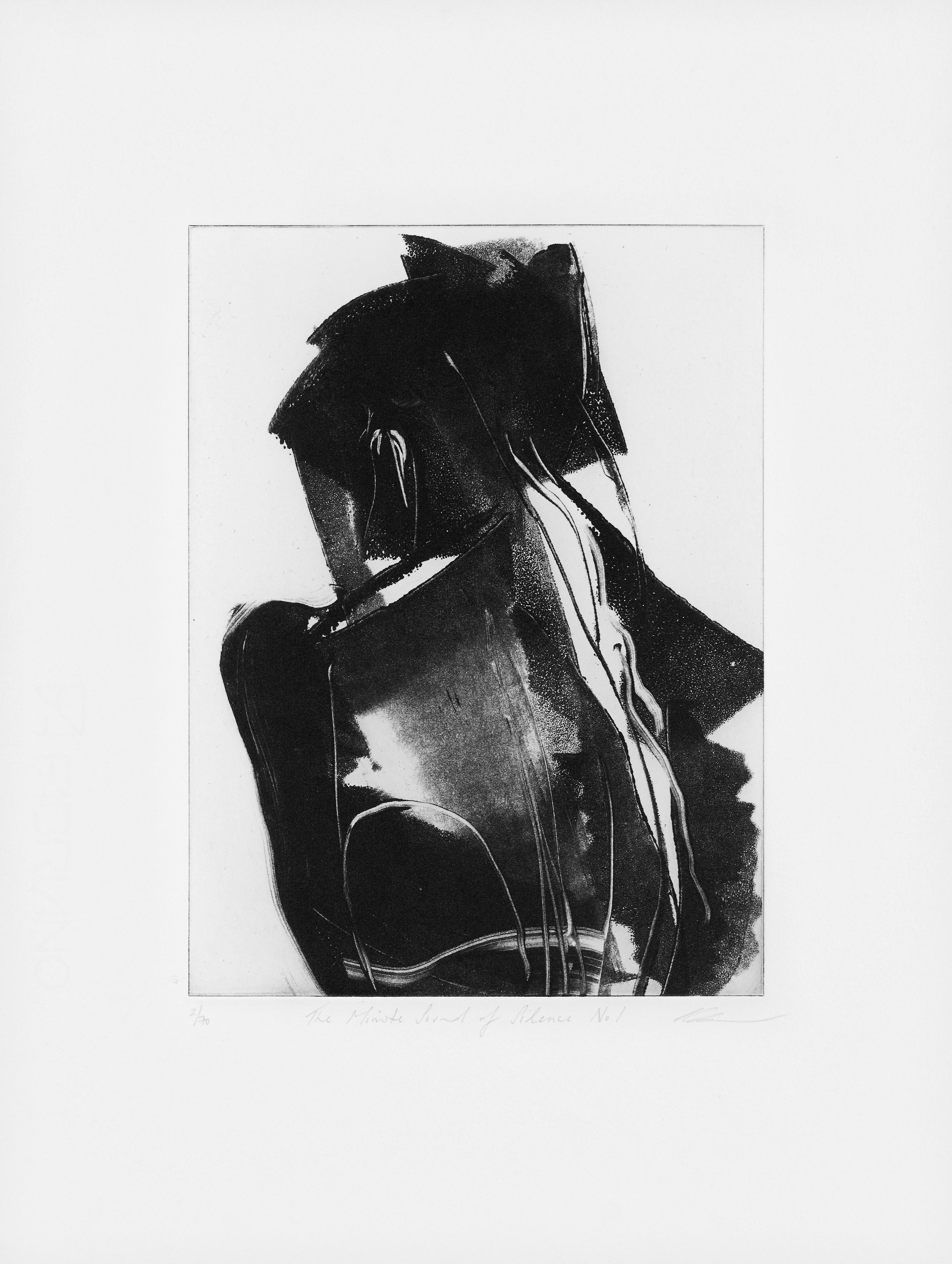 The Minute Sound of Silence No1 mit Papierrand, Photopolymer-Tiefdruck von Clare Grossman