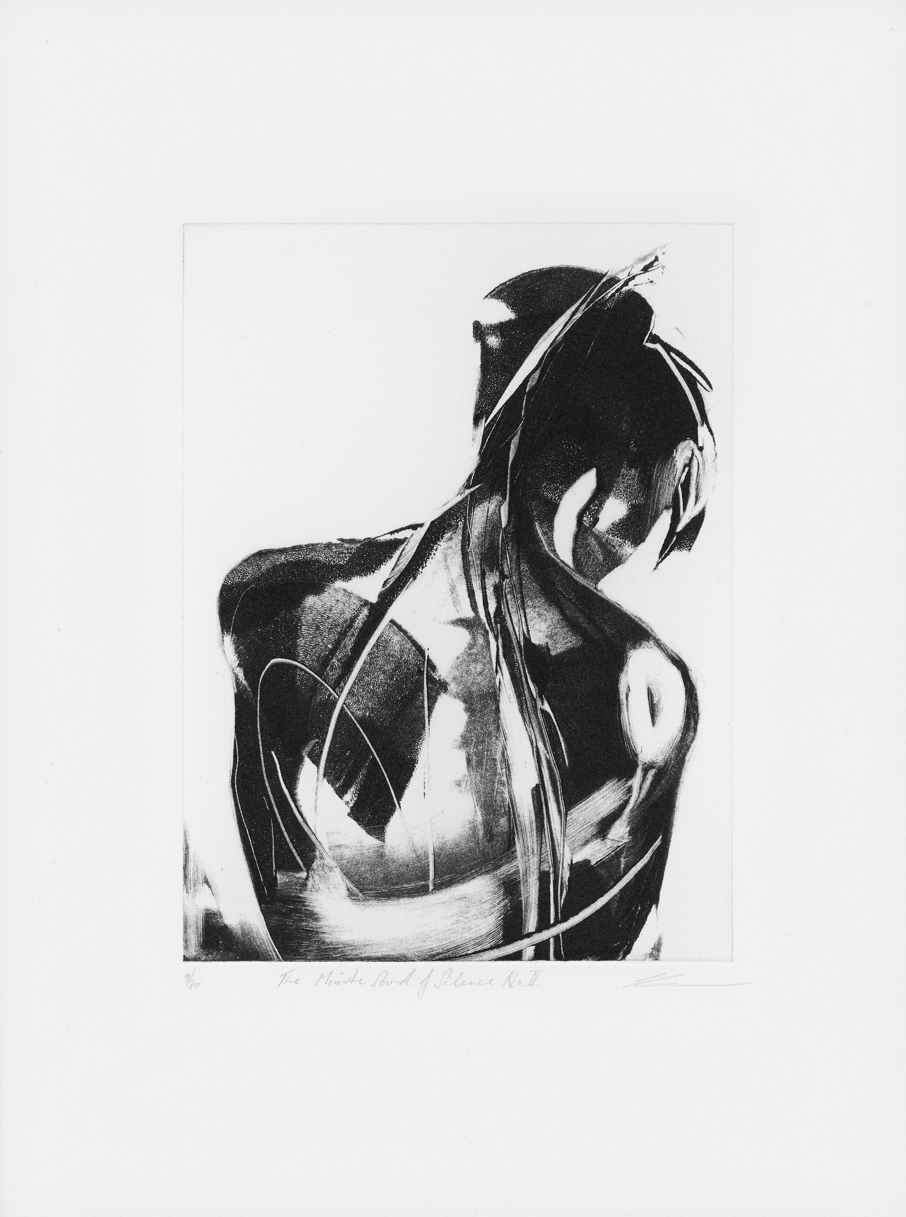The Minute Sound of Silence No2 mit Papierrand, Photopolymer-Tiefdruck von Clare Grossman