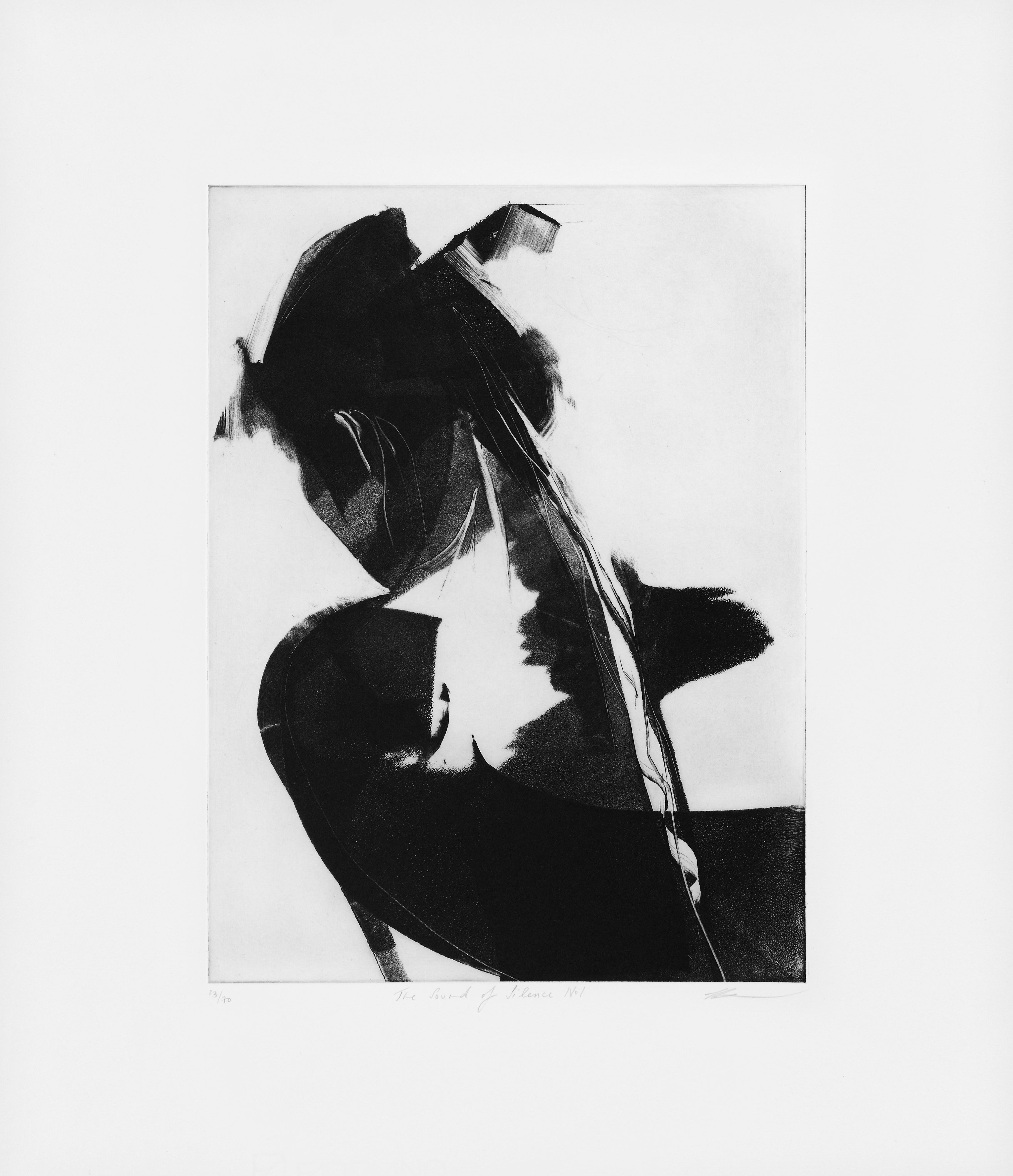 The Sound of Silence No1 mit Papierrand, Photopolymer-Tiefdruck von Clare Grossman