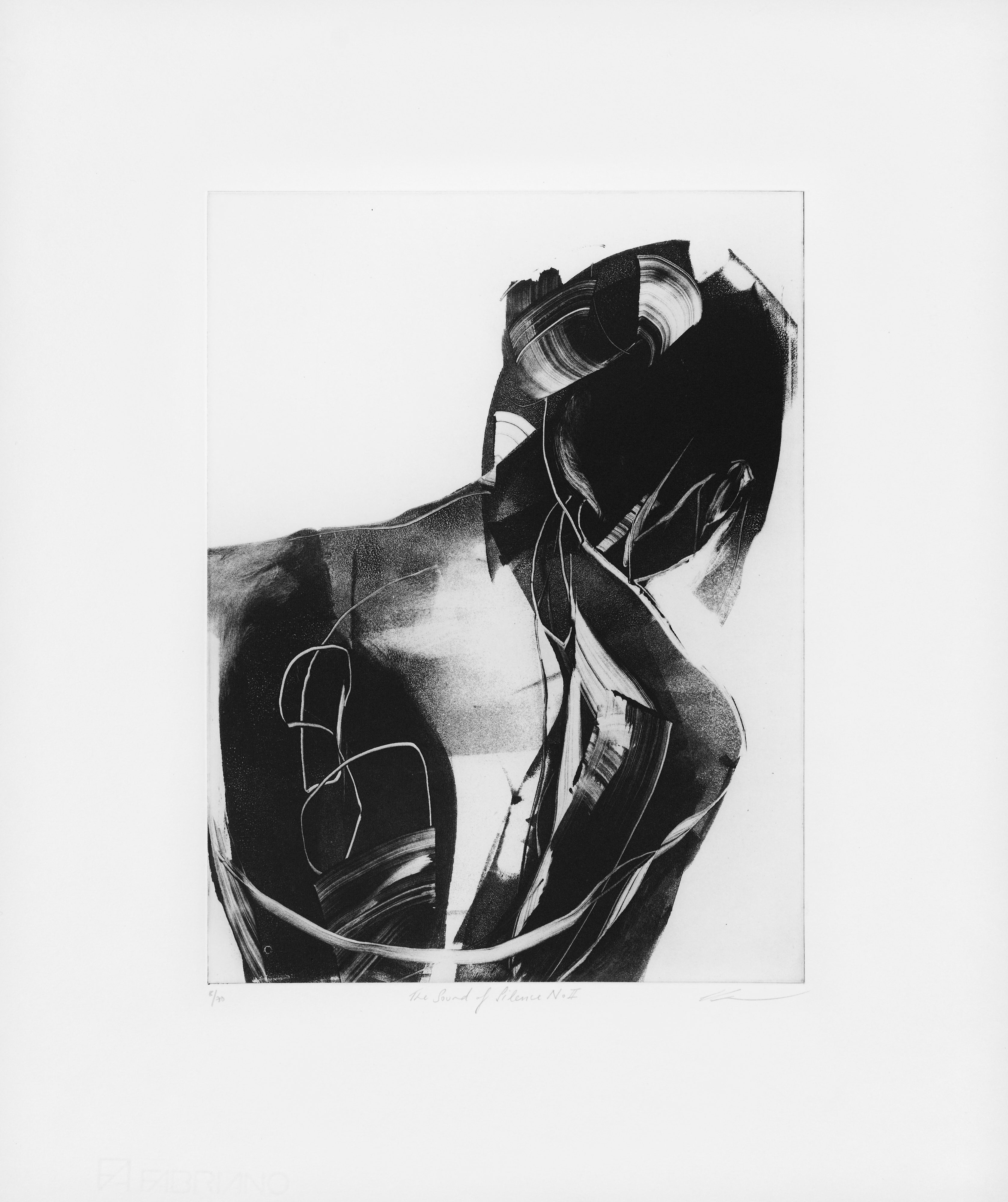 The Sound of Silence No2 mit Papierrand, Photopolymer-Tiefdruck von Clare Grossman