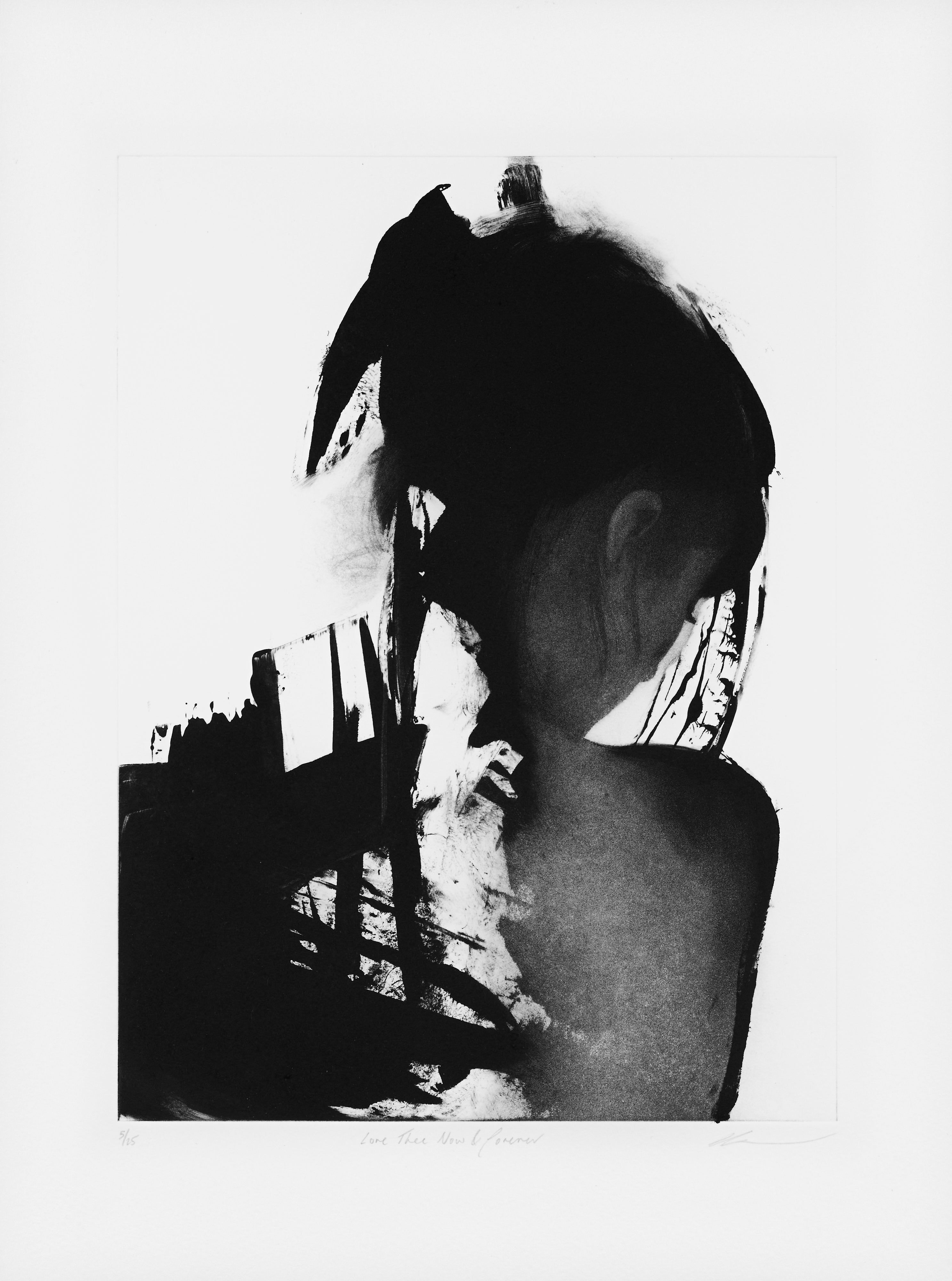 Love Thee Now & Forever mit Papierrand, Radierung von Clare Grossman